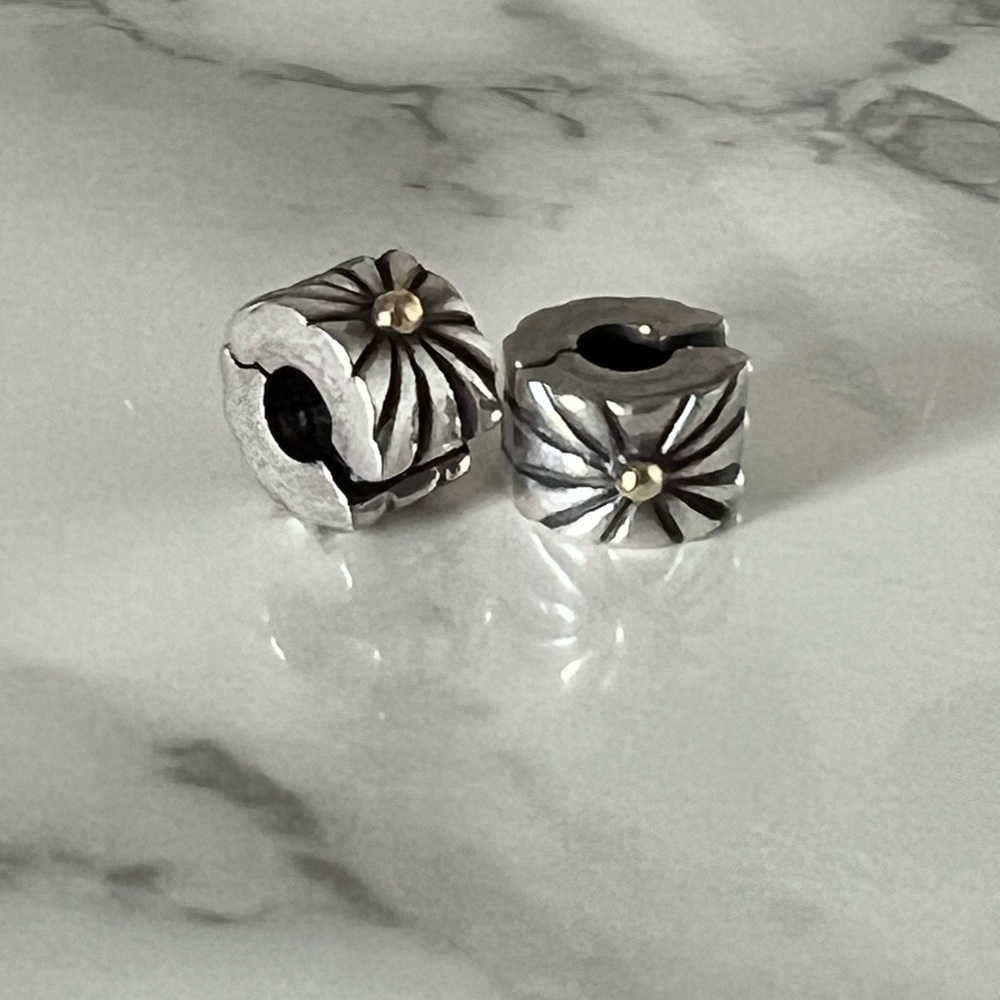 Silver and Gold Floral Charm Clips